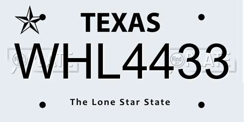 WHL4433 Texas License Plate