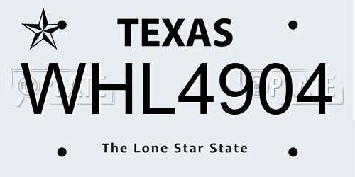 WHL4904 Texas License Plate