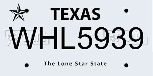 WHL5939 Texas License Plate