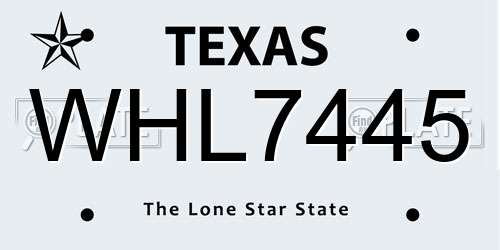 WHL7445 Texas License Plate