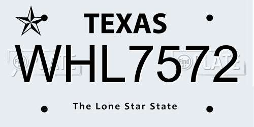 WHL7572 Texas License Plate