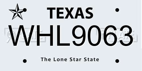 WHL9063 Texas License Plate