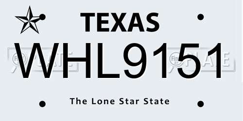 WHL9151 Texas License Plate