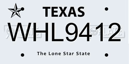 WHL9412 Texas License Plate
