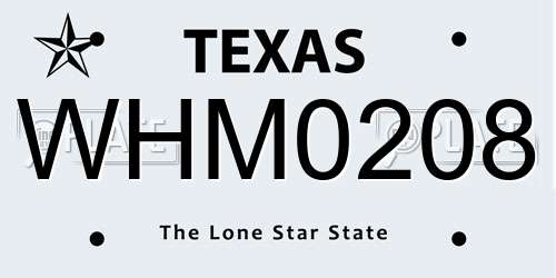 WHM0208 Texas License Plate