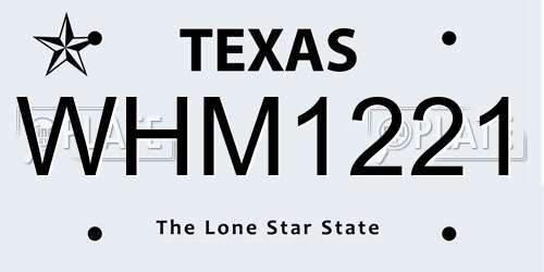 WHM1221 Texas License Plate