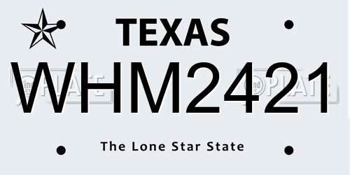 WHM2421 Texas License Plate