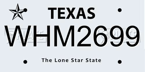 WHM2699 Texas License Plate