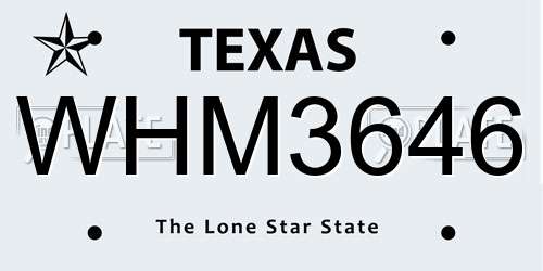 WHM3646 Texas License Plate