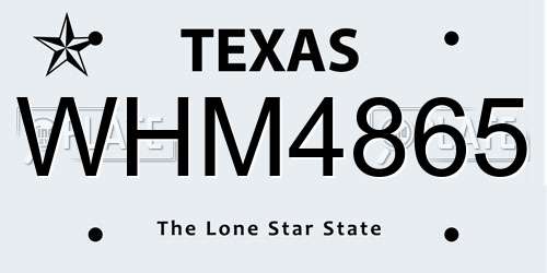 WHM4865 Texas License Plate