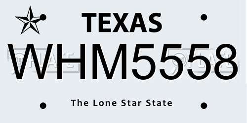 WHM5558 Texas License Plate