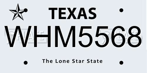 WHM5568 Texas License Plate