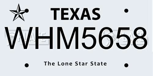 WHM5658 Texas License Plate