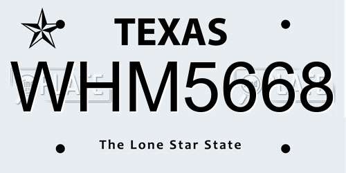 WHM5668 Texas License Plate