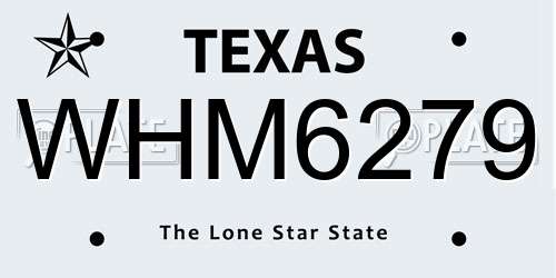 WHM6279 Texas License Plate
