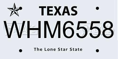 WHM6558 Texas License Plate