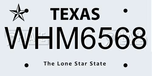 WHM6568 Texas License Plate