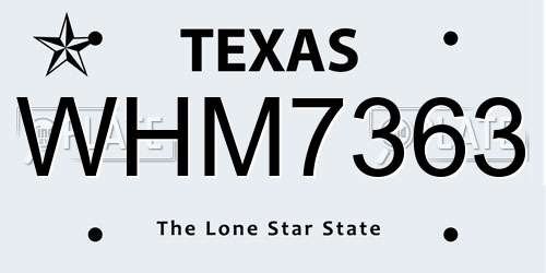 WHM7363 Texas License Plate