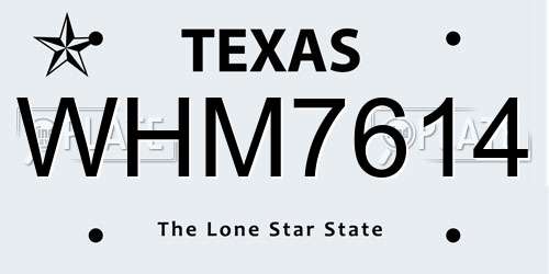 WHM7614 Texas License Plate