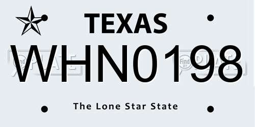 WHN0198 Texas License Plate