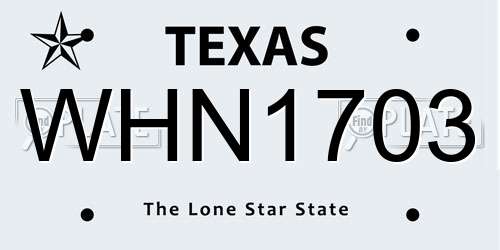 WHN1703 Texas License Plate