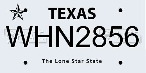 WHN2856 Texas License Plate