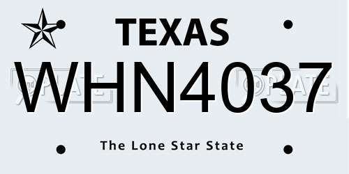 WHN4037 Texas License Plate