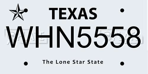 WHN5558 Texas License Plate