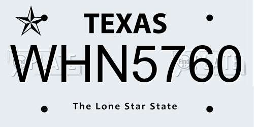 WHN5760 Texas License Plate