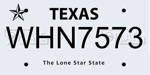 WHN7573 Texas License Plate