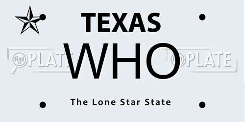 WHO Texas License Plate