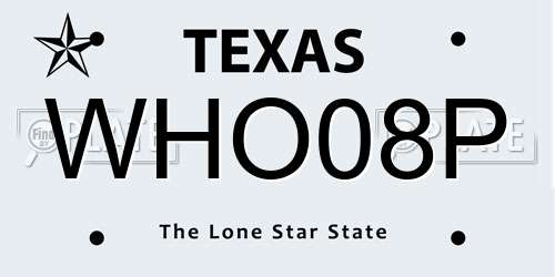 WHO08P Texas License Plate