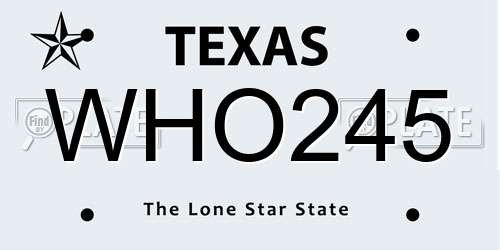 WHO245 Texas License Plate