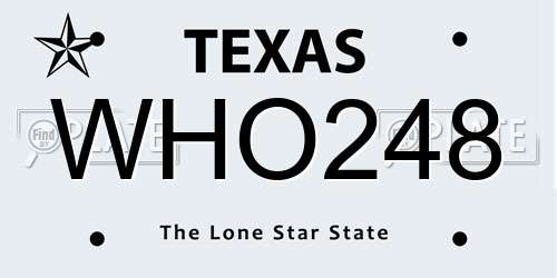 WHO248 Texas License Plate
