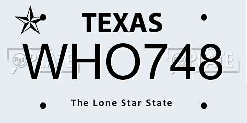 WHO748 Texas License Plate