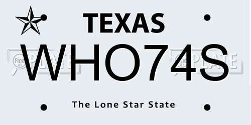 WHO74S Texas License Plate