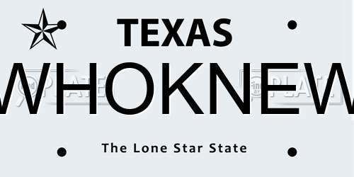 WHOKNEW Texas License Plate