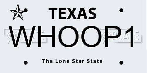 WHOOP1 Texas License Plate