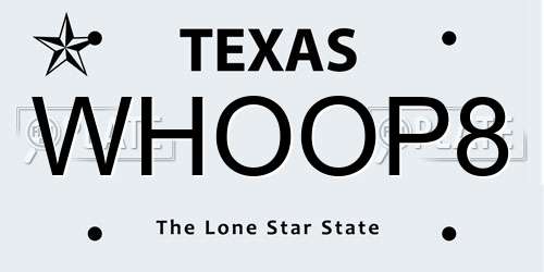 WHOOP8 Texas License Plate
