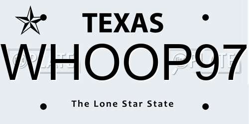 WHOOP97 Texas License Plate