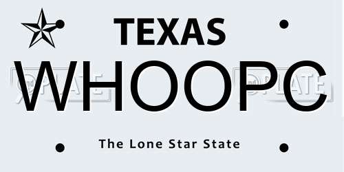 WHOOPC Texas License Plate