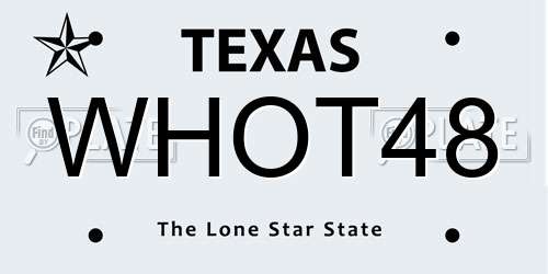 WHOT48 Texas License Plate