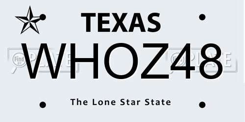 WHOZ48 Texas License Plate