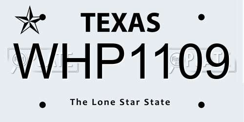WHP1109 Texas License Plate