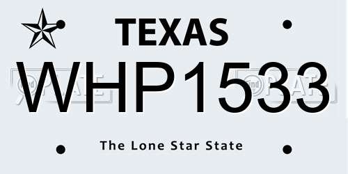 WHP1533 Texas License Plate