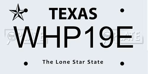 WHP19E Texas License Plate