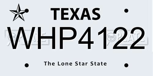 WHP4122 Texas License Plate