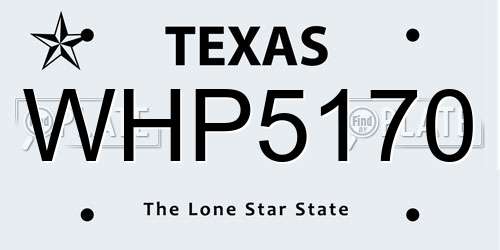 WHP5170 Texas License Plate