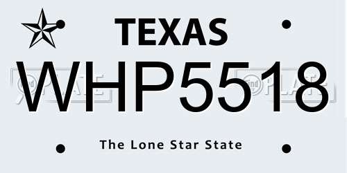 WHP5518 Texas License Plate