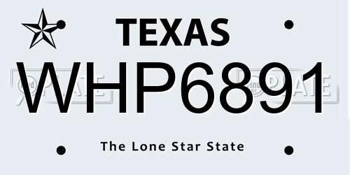 WHP6891 Texas License Plate
